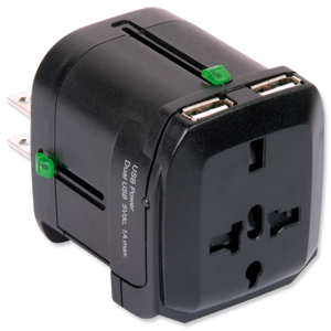 iBox Universal Mains Travel Adaptor with Dual USB Ref 76960HS