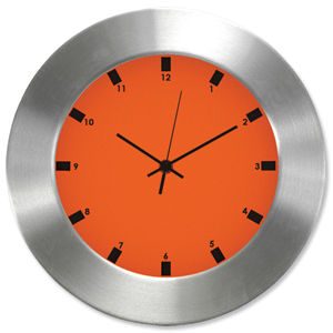 GLO Aluminium Wall Clock Orange Face 310mm Diameter Ident: 216X