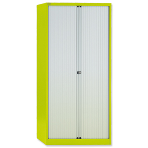 Bisley GLO Tambour Cupboard Steel Side-opening H1968mm Green Ref AST78W Lime