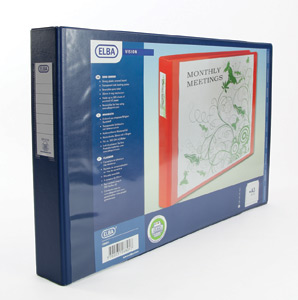 Elba Vision Ring Binder PVC Front Pocket 2 O-Ring A3 Landscape Blue Ref 100082460 [Pack 2] Ident: 218A