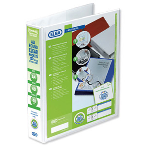 Elba Presentation Ring Binder PVC 4 D-Ring 40mm Capacity A4 White Ref 400008419 [Pack 6] Ident: 221A