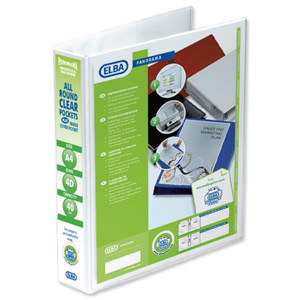 Elba Presentation Ring Binder PVC 4 D-Ring 40mm Capacity A4 White Ref 400008419 [Pack 6]