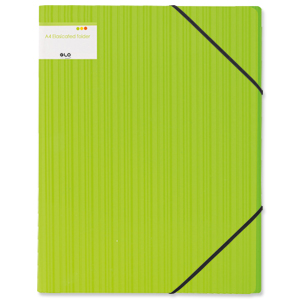 GLO Elasticated Polypropylene Folder A4 Green [Pack 12] Ident: 216X