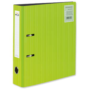 GLO Lever Arch File Polypropylene A4 Green [Pack 10]