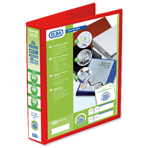 Elba Presentation Ring Binder PVC 4 D-Ring 40mm Capacity A4 Red Ref 400008507 [Pack 6] Ident: 221A