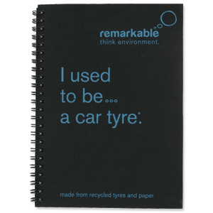 Remarkable Recycled Tyre Notepad Wirebound 80gsm Ruled 100pp A5 Blue [Pack 5] Ident: 72X