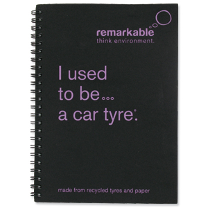 Remarkable Recycled Tyre Notepad Wirebound 80gsm Ruled 100pp A5 Pink [Pack 5] Ident: 72X