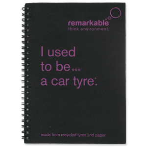 Remarkable Recycled Tyre Notepad Wirebound 80gsm Ruled 100pp A5 Purple [Pack 5] Ident: 72X