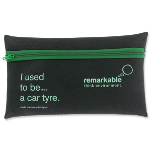 Remarkable Recycled Tyre Pencil Case Black/Green Ident: 72X