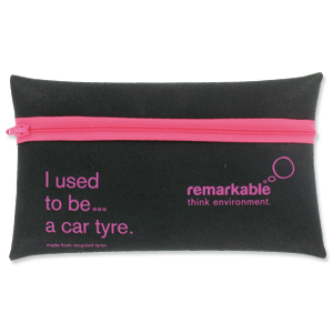 Remarkable Recycled Tyre Pencil Case Black/Pink Ident: 72X