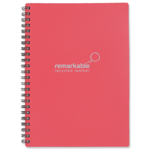 Remarkable Recycled Leather Notepad Wirebound 80gsm Ruled 100pp A5 Pink [Pack 5]
