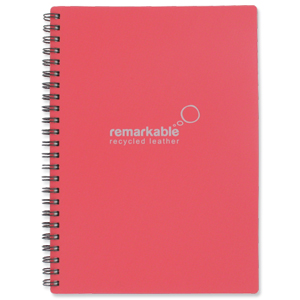 Remarkable Recycled Leather Notepad Wirebound 80gsm Ruled 100pp A5 Pink [Pack 5] Ident: 72X