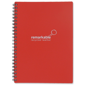 Remarkable Recycled Leather Notepad Wirebound 80gsm Ruled 100pp A5 Red [Pack 5] Ident: 72X