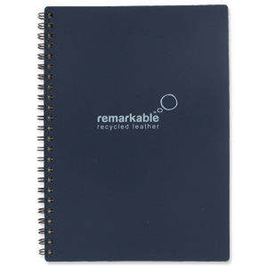 Remarkable Recycled Leather Notepad Wirebound 80gsm Ruled 100pp A5 Blue [Pack 5] Ident: 72X