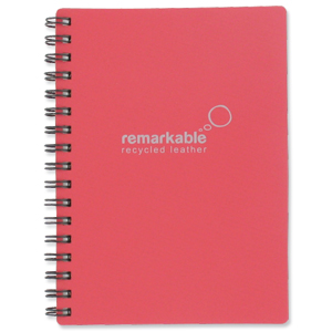 Remarkable Recycled Leather Notepad Wirebound 80gsm Plain 100pp A6 Pink [Pack 5] Ident: 72X