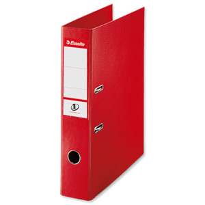 Esselte No. 1 Power Lever Arch File PP Slotted 75mm Spine Foolscap Red Ref 48083 [Pack 10] Ident: 227B