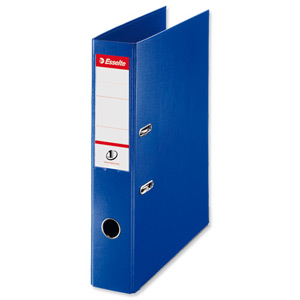 Esselte No. 1 Power Lever Arch File PP Slotted 75mm Spine Foolscap Blue Ref 48085 [Pack 10]