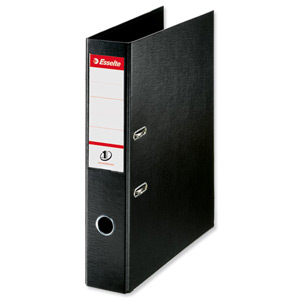 Esselte No. 1 Power Lever Arch File PP Slotted 75mm Spine Foolscap Black Ref 48087 [Pack 10] Ident: 227B