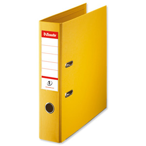 Esselte No. 1 Power Lever Arch File PP Slotted 75mm Spine A4 Yellow Ref 811310 [Pack 10] Ident: 227B