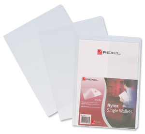 Rexel Nyrex Single Wallet with Vertical Inside Pocket A4 Clear Ref 12181 [Pack 25] Ident: 186F