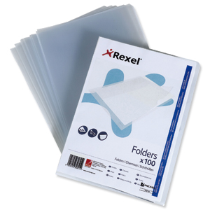 Rexel Superfine Folder Polypropylene Lightweight Cut Flush Copy-secure A4 Clear Ref 12175 [Pack 100] Ident: 186E