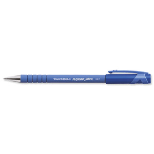 Paper Mate Flexgrip Ultra Ball Point Pen Fine 0.8mm Tip 0.3mm Line Blue Ref S0190093 [Pack 12]