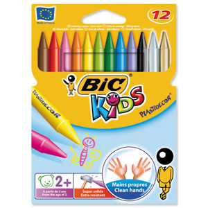 Bic Kids Plastidecor Crayons Colour Hard Long-lasting Sharpenable Vivid Assorted Ref 829770 [Pack 12] Ident: 105C