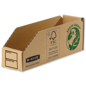 Fellowes Basics Parts Bin Corrugated Fibreboard Packed Flat 76x280x102mm Ref 07352 [Pack 50]