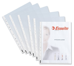 Esselte Economy Pocket Lightweight Polypropylene Multipunched Top-opening A4 Clear Ref 56133 [Pack 100] Ident: 236B