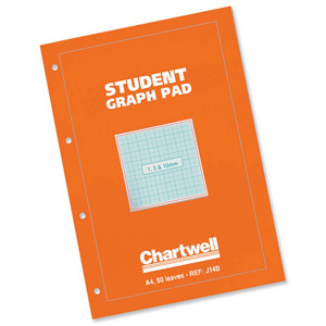 Student Graph Pad 70gsm 1mm 5mm 10mm Grid 50 Sheets A4 Orange Cover [Pack 10] Ident: 49E