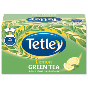 Tetley Tea Bags Green Tea with Lemon Individually Wrapped Ref 1296 [Pack 25]