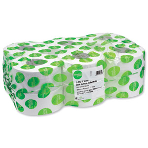 Maxima Toilet Roll Mini Jumbo 2-Ply Core 76mm Length 200m White Ref Maxi10006 [Pack 12] Ident: 599A