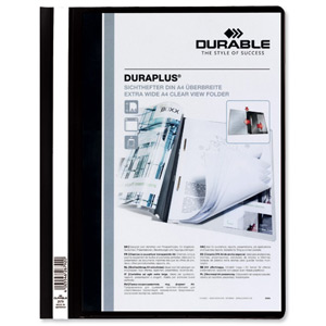 Durable Duraplus Quotation Filing Folder PVC with Clear Title Pocket A4 Black Ref 2579/01 [Pack 25] Ident: 203E