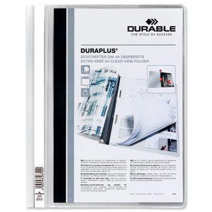 Durable Duraplus Quotation Filing Folder PVC with Clear Title Pocket A4 White Ref 2579/02 [Pack 25] Ident: 203E