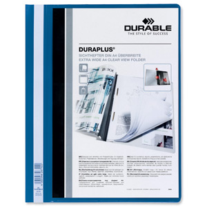 Durable Duraplus Quotation Filing Folder PVC with Clear Title Pocket A4 Blue Ref 2579/06 [Pack 25] Ident: 203E