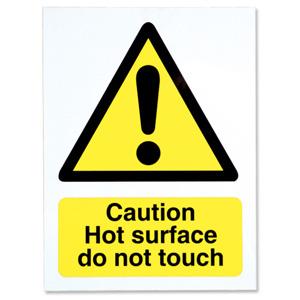 Stewart Superior Catering Sign Caution Hot SurfaceSelf Adhesive Vinyl W150xH200mm Ref CS005SAV Ident: 548A