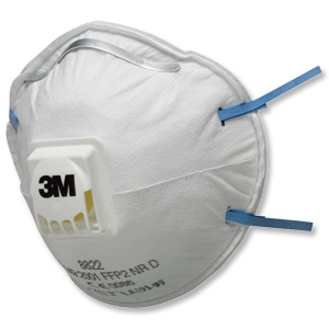 3M Respirator Valved FFP2 Classification White with Blue Straps Ref 8822 [Pack 10] Ident: 526F