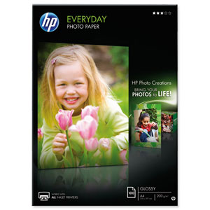 Hewlett Packard [HP] Everyday Photo Paper Glossy 200gsm A4 Ref Q2510A [100 Sheets] Ident: 786D