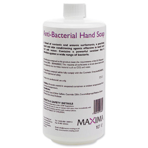 Maxima Liquid Soap Hand Wash Dispenser Refill Antibacterial 1 Litre Ref VPDMONBAC Ident: 599G