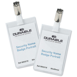 Durable Name Badges Security with Rotating Clip 90x60mm Ref 8002 [Pack 25]