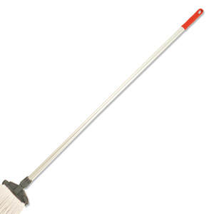 Mop Handle with Grey Grip Clip Colour Coded Red Ident: 579C