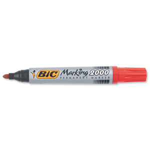 Bic Marking 2000 Permanent Marker Bullet Tip Line Width 1.7mm Red Ref 820913 [Pack 12]