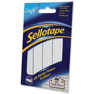 Sellotape Sticky Fixers Outdoor Double-sided Weather-resistant 20x20mm 48 Pads Ref 1445421 [Pack 12]