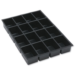 Bisley Insert Tray 2/16 Plastic for Storage Cabinet 16 Sections H51mm Black Ref 225P1 Ident: 463E