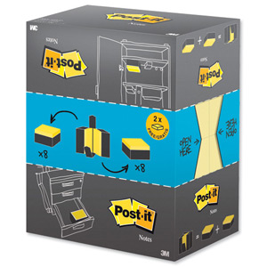 Post-it Note Value Display Pack Dispenser with Pads 76x127mm Yellow Ref 655Y-16VP [Pack 16] Ident: 63E
