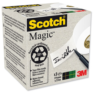 Scotch Magic Tape 900 Natural Fibre Film 19mmx33m Ref 90019333 [Pack 3]
