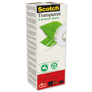 Scotch Magic Tape 900 Greener Choice Natural Fibre Film 19mmx33m Ref FT510283987 [Pack 9]