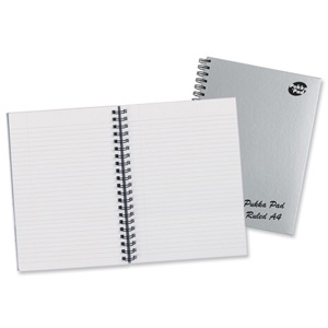 Pukka Pad Notebook Wirebound Hardback Perforated Ruled Margin 90gsm 160pp A4 Silver Ref WRULA4 [Pack 5] Ident: 38F
