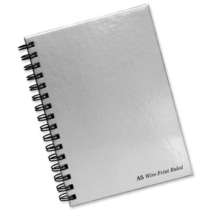 Pukka Pad Notebook Wirebound Hardback Perforated Ruled 90gsm 160pp A5 Silver Ref WRULA5 [Pack 5] Ident: 38F