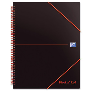 Black n Red Meeting Book Plastic Wirebound Rear Elasticated 3-Flap Folder A4plus Ref 100104323 [Pack 5]